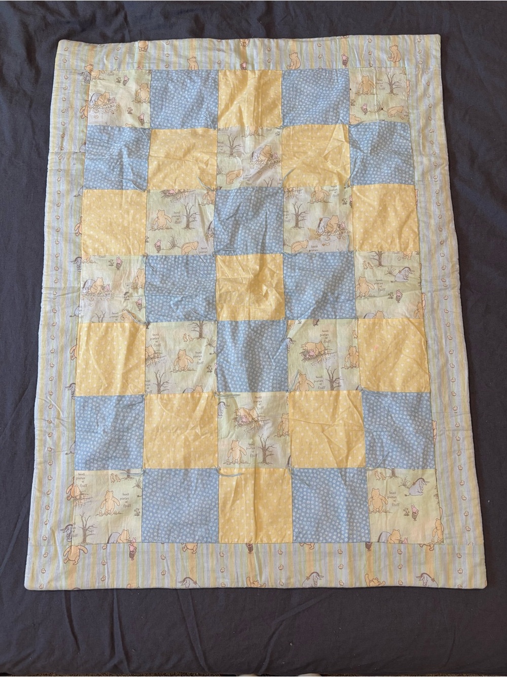Vintage Handmade Baby Winnie the Pooh Patchwork Quilt Country Cottage